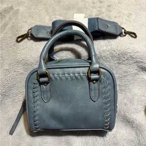 Mini Bowler Bag with Top Handles and Crossbody Strap